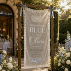 Personalized Blue Floral Lace Bridal Shower Welcome Banner – product photo 7