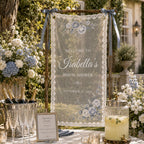 Personalized Blue Floral Lace Bridal Shower Welcome Banner – product photo 8
