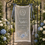 Personalized Blue Floral Lace Bridal Shower Welcome Banner – product photo 9