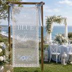 Personalized Blue Floral Lace Bridal Shower Welcome Banner – product photo 10