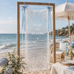 Personalized Lace Baby Shower Banner, Garden Welcome Sign – product photo 3