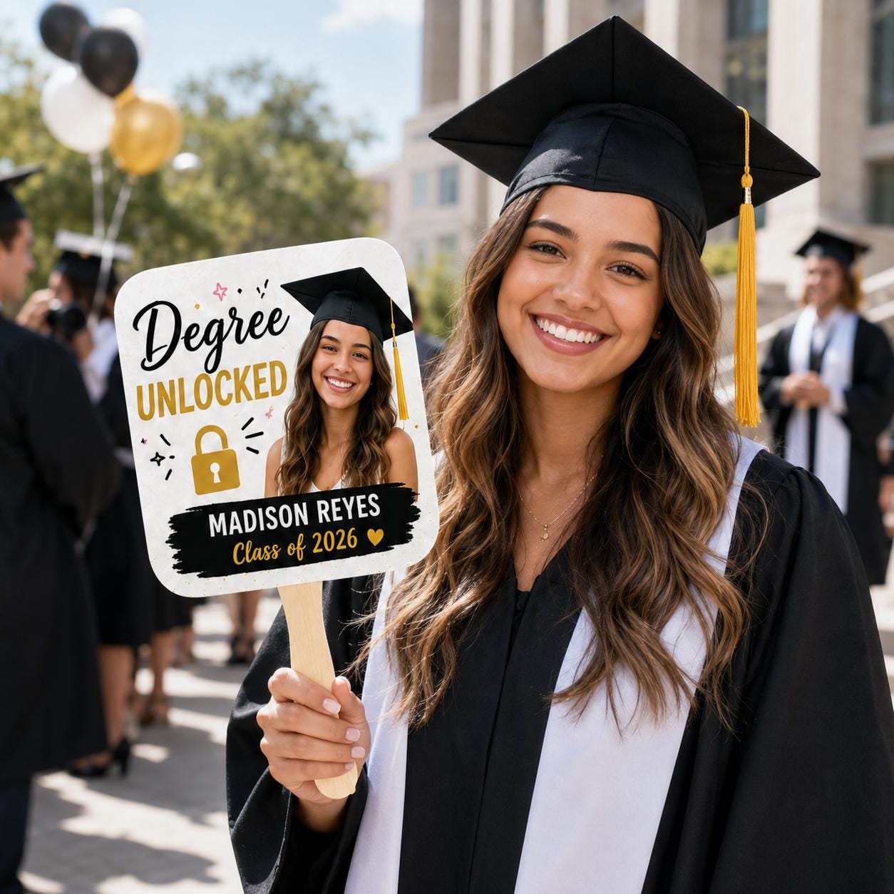 Custom Photo Graduation Hand Fans, Class of 2026 Party Props, Personalized Grad Favors - product image 9