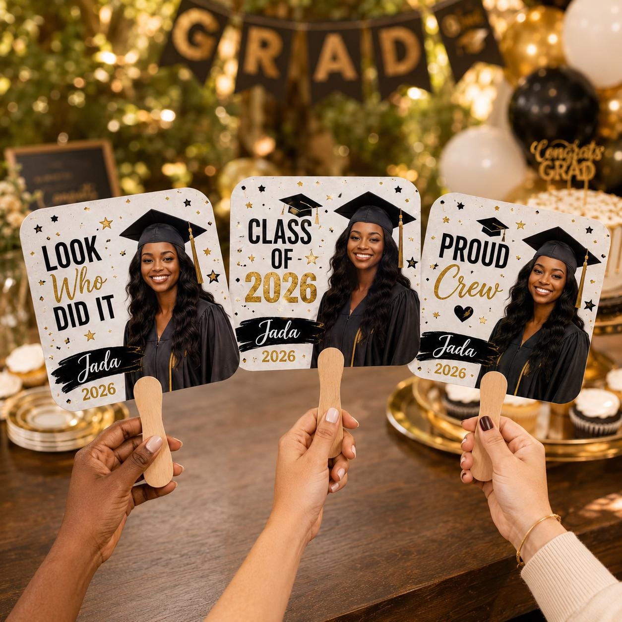 Custom Graduation Photo Hand Fans, Class of 2026 Party Props, Personalized Grad Favors - product image 6