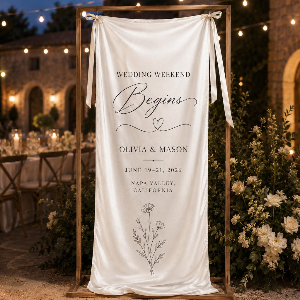 Personalized Satin Wedding Welcome Banner, Event Decor Signage - product image 6