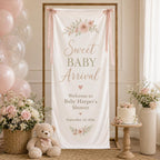 Personalized Satin Baby Shower Welcome Banner, Custom Fabric Event Signage – product photo 7