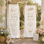 Personalized Satin Baby Shower Welcome Banner, Custom Fabric Event Signage – product photo 2