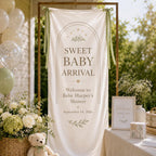 Personalized Satin Baby Shower Welcome Banner, Custom Fabric Event Signage – product photo 6