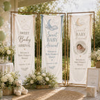 Personalized Satin Baby Shower Welcome Banner, Custom Fabric Event Signage – main product view