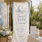 Personalized Satin Baby Shower Welcome Banner, Custom Fabric Event Signage – product photo 8