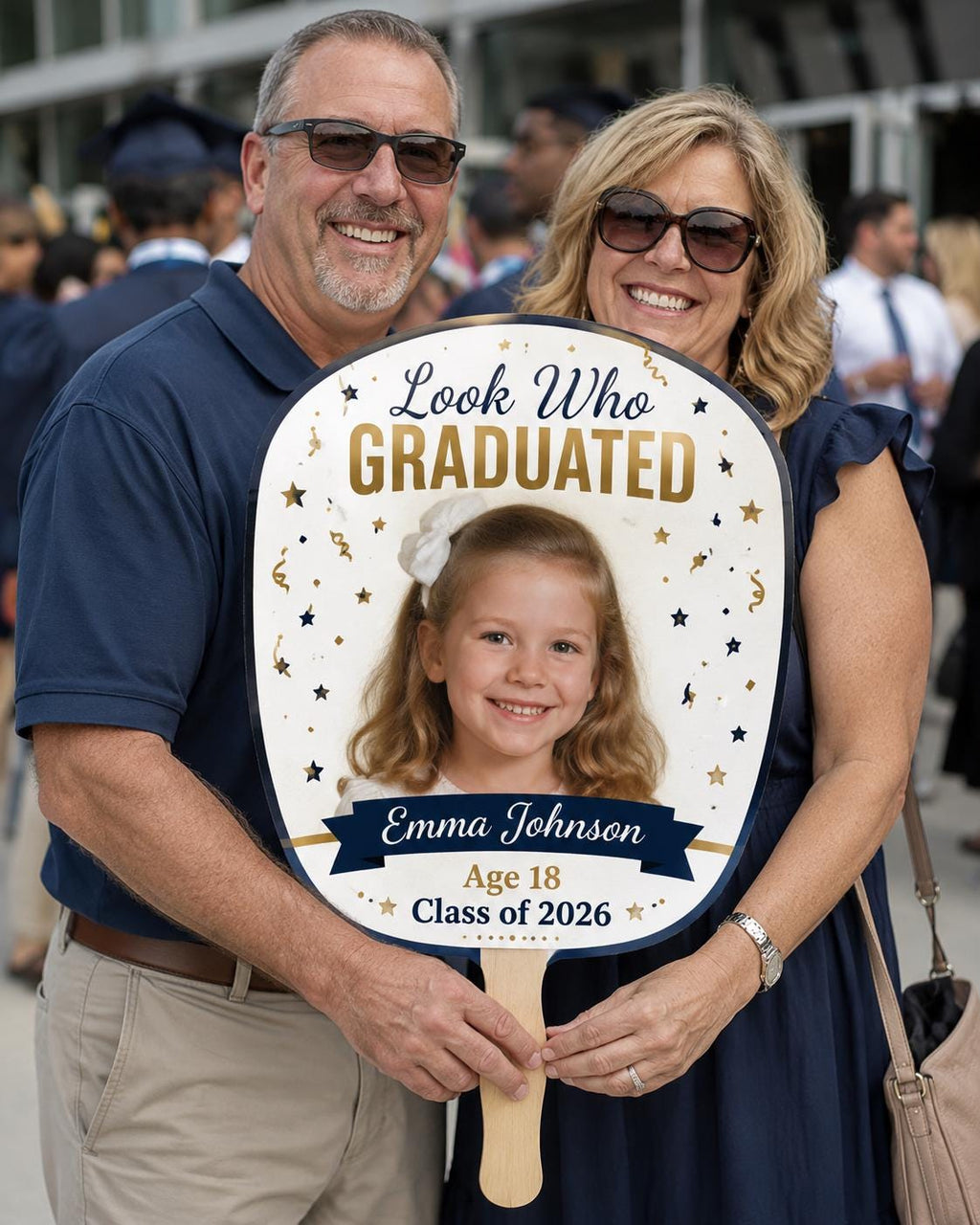 Custom Graduation Photo Fan, Class of 2026 Grad Party Prop, Personalized Keepsake - product image 1