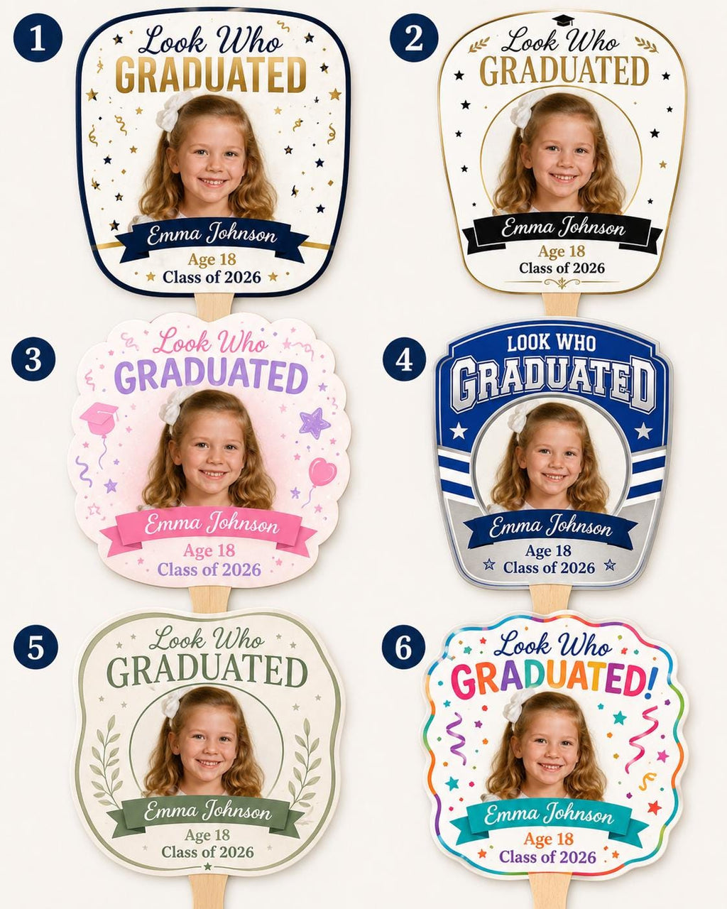Custom Graduation Photo Fan, Class of 2026 Grad Party Prop, Personalized Keepsake - product image 3