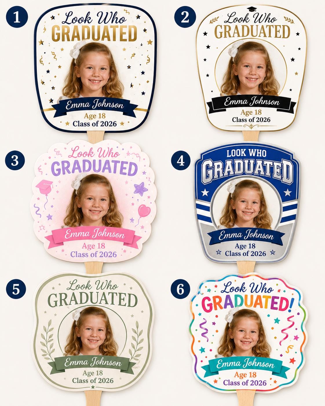 Custom Graduation Photo Fan, Class of 2026 Grad Party Prop, Personalized Keepsake - product image 3