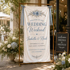 Wedding Weekend Banner, Personalized Satin Welcome Sign, Custom Fabric Wedding Event Decor – product photo 2
