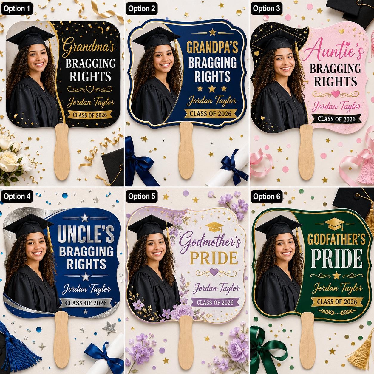 Custom Photo Graduation Fan, Class of 2026 Proud Grandma Prop - product image 2