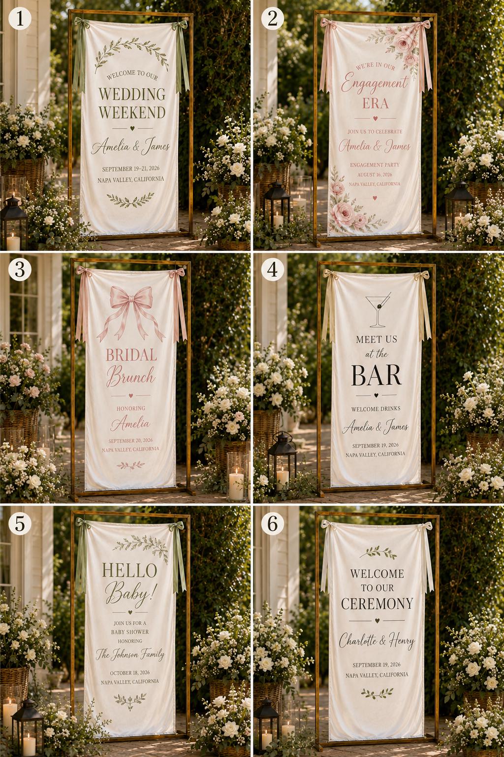 Personalized Satin Event Banner, Custom Wedding Welcome Sign, Engagement Bridal Baby Shower Banner - product image 3