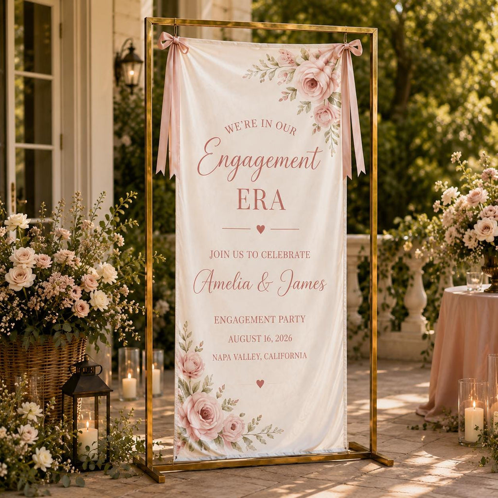Personalized Satin Event Banner, Custom Wedding Welcome Sign, Engagement Bridal Baby Shower Banner - product image 10