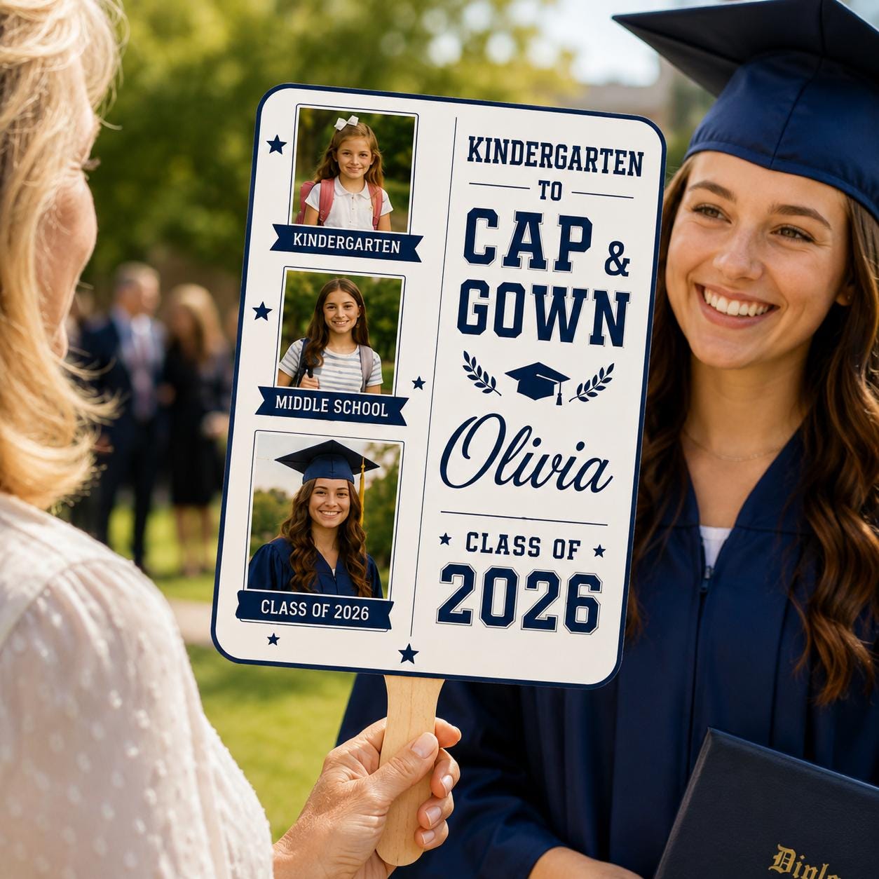 Custom Graduation Photo Fan, Class of 2026 Grad Prop, Personalized Timeline Keepsake - product image 1