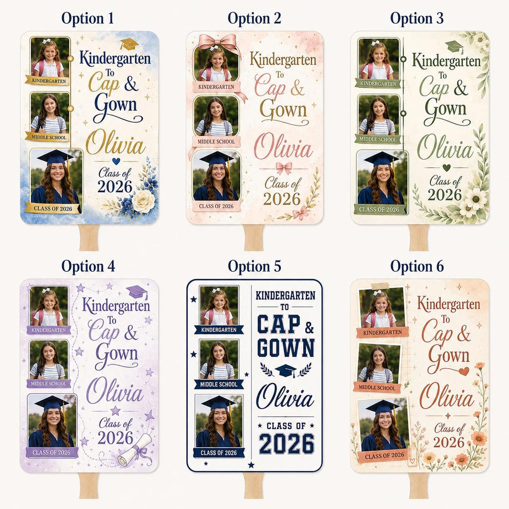 Custom Graduation Photo Fan, Class of 2026 Grad Prop, Personalized Timeline Keepsake - product image 2