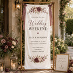 Wedding Weekend Banner, Personalized Satin Welcome Sign, Custom Fabric Wedding Event Decor – product photo 6