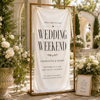 Wedding Weekend Banner, Personalized Satin Welcome Sign, Custom Fabric Wedding Event Decor – product photo 10