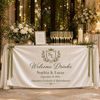 Welcome Drinks Banner, Personalized Satin Wedding Bar Sign – product photo 9