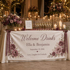 Welcome Drinks Banner, Personalized Satin Wedding Bar Sign – product photo 10