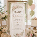 Personalized Satin Baby Shower Welcome Banner, Custom Due Date Fabric Sign – product photo 3