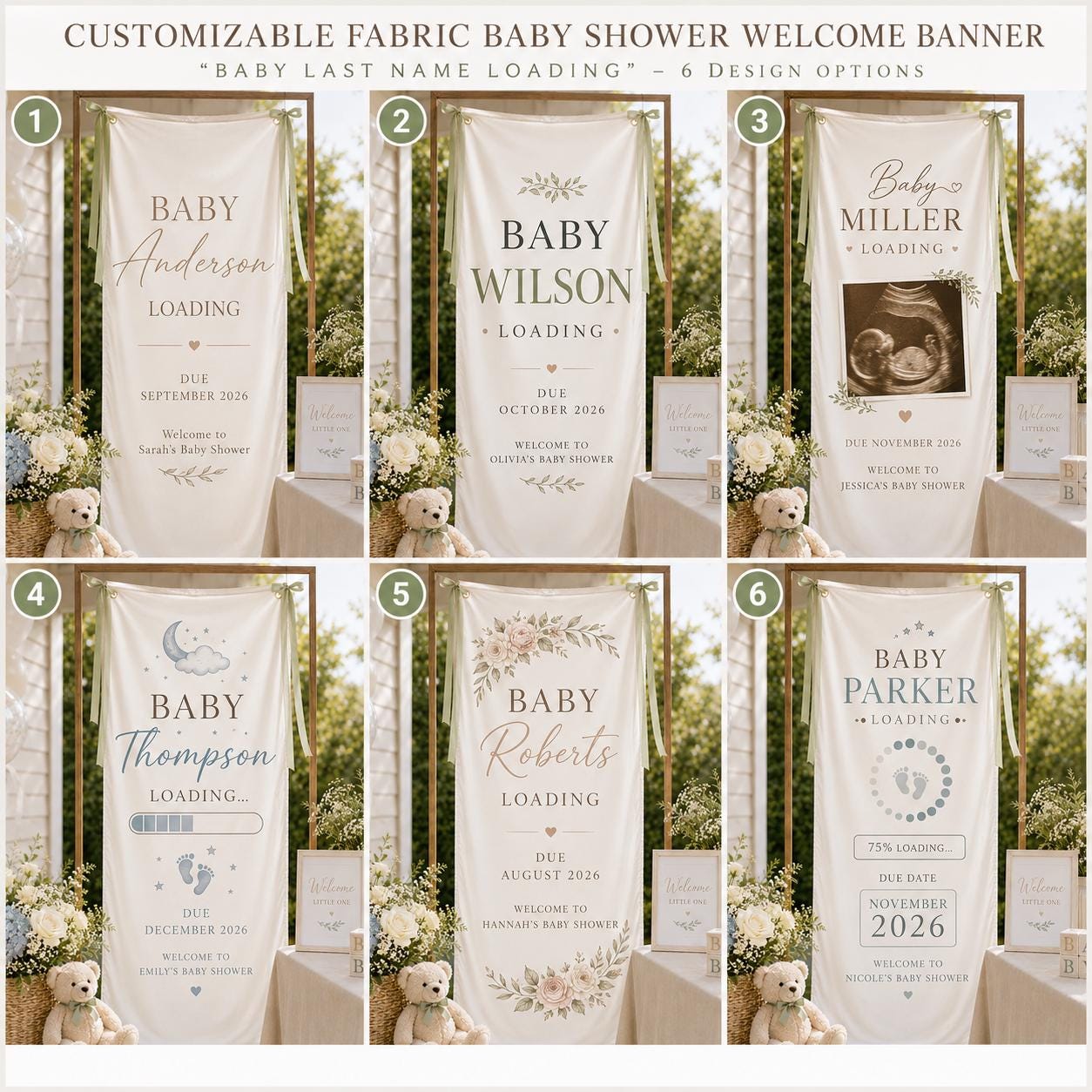 Personalized Satin Baby Shower Welcome Banner, Custom Due Date Fabric Sign - product image 4