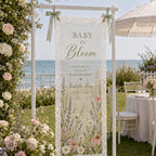 Personalized Lace Welcome Banner, Sheer Fabric Event Decor, Custom Garden Party Sign – main product view