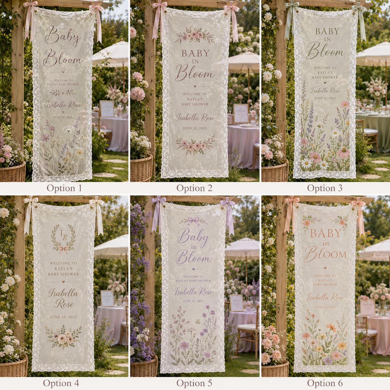 Personalized Lace Welcome Banner, Sheer Fabric Event Decor, Custom Garden Party Sign - product image 2