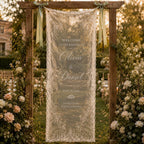 Garden Wedding Lace Banner, Personalized Sheer Wedding Welcome Sign – product photo 10