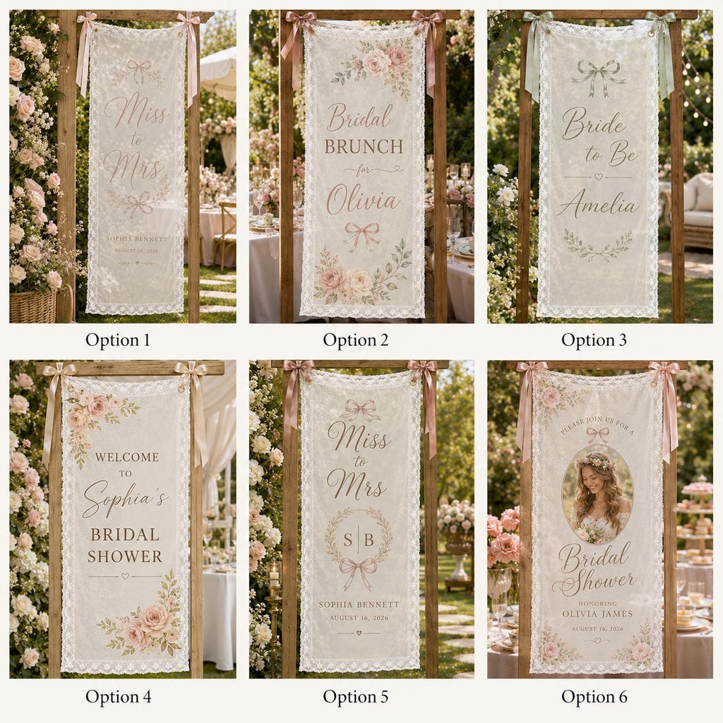 Personalized Miss to Mrs Banner, Romantic Lace Bridal Shower Decor - product image 2