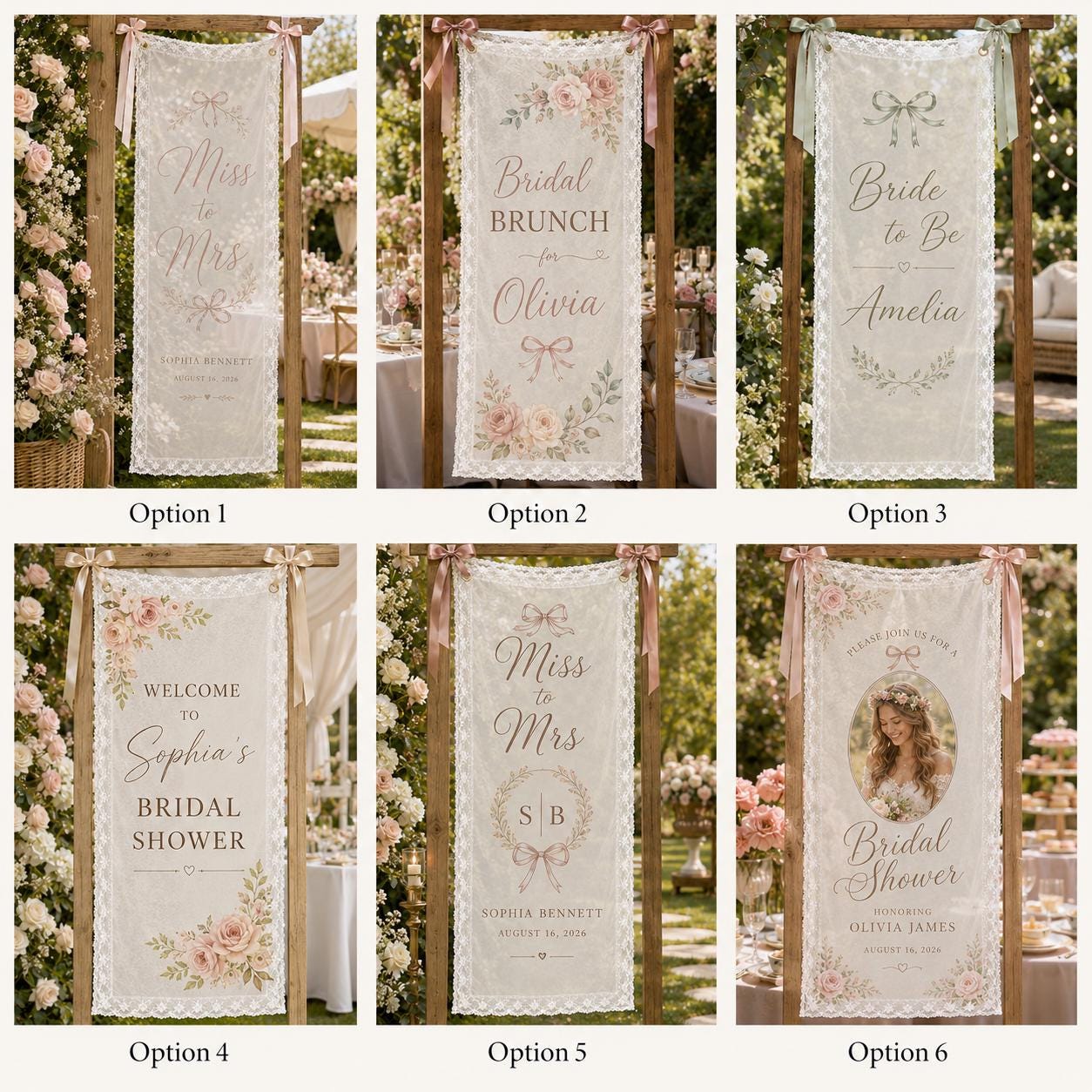 Personalized Miss to Mrs Banner, Romantic Lace Bridal Shower Decor - product image 2