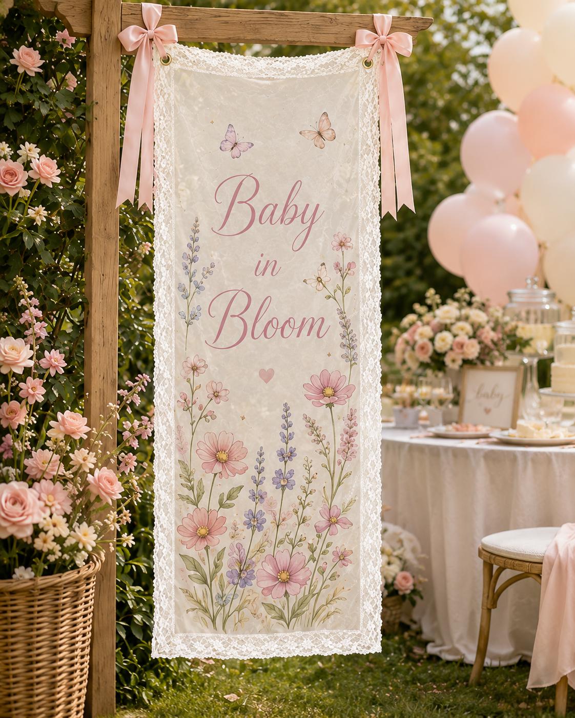 Personalized Lace Welcome Banner, Sheer Fabric Event Decor, Custom Garden Party Sign - product image 7