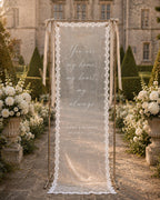 Wedding Vow Lace Banner, Personalized Sheer Ceremony Quote Sign – product photo 5