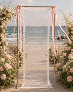 Wedding Vow Lace Banner, Personalized Sheer Ceremony Quote Sign – product photo 8