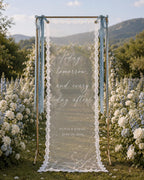 Wedding Vow Lace Banner, Personalized Sheer Ceremony Quote Sign – product photo 6