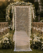 Wedding Vow Lace Banner, Personalized Sheer Ceremony Quote Sign – product photo 9