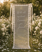 Wedding Vow Lace Banner, Personalized Sheer Ceremony Quote Sign – product photo 10