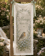Memorial Lace Banner, Personalized Celebration of Life Sign, Custom Sheer Remembrance Banner – product photo 9