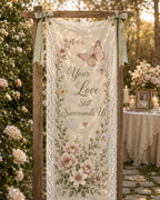 Memorial Lace Banner, Personalized Celebration of Life Sign, Custom Sheer Remembrance Banner – product photo 10