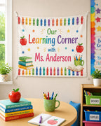 Classroom Linen Tapestry, Personalized Teacher Welcome Banner – product photo 5