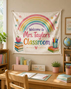 Classroom Linen Tapestry, Personalized Teacher Welcome Banner – product photo 7