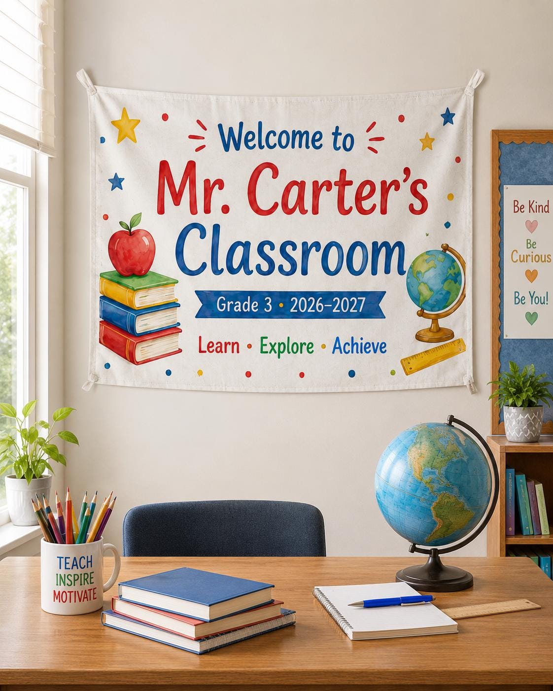 Classroom Linen Tapestry, Personalized Teacher Welcome Banner, Custom Back To School Wall Decor - product image 10