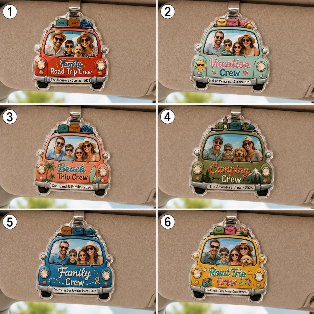 Custom Family Photo Car Visor Clip, Personalized Vacation Decor Accessory - product image 3