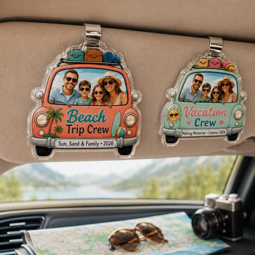 Custom Family Photo Car Visor Clip, Personalized Vacation Decor Accessory - product image 1