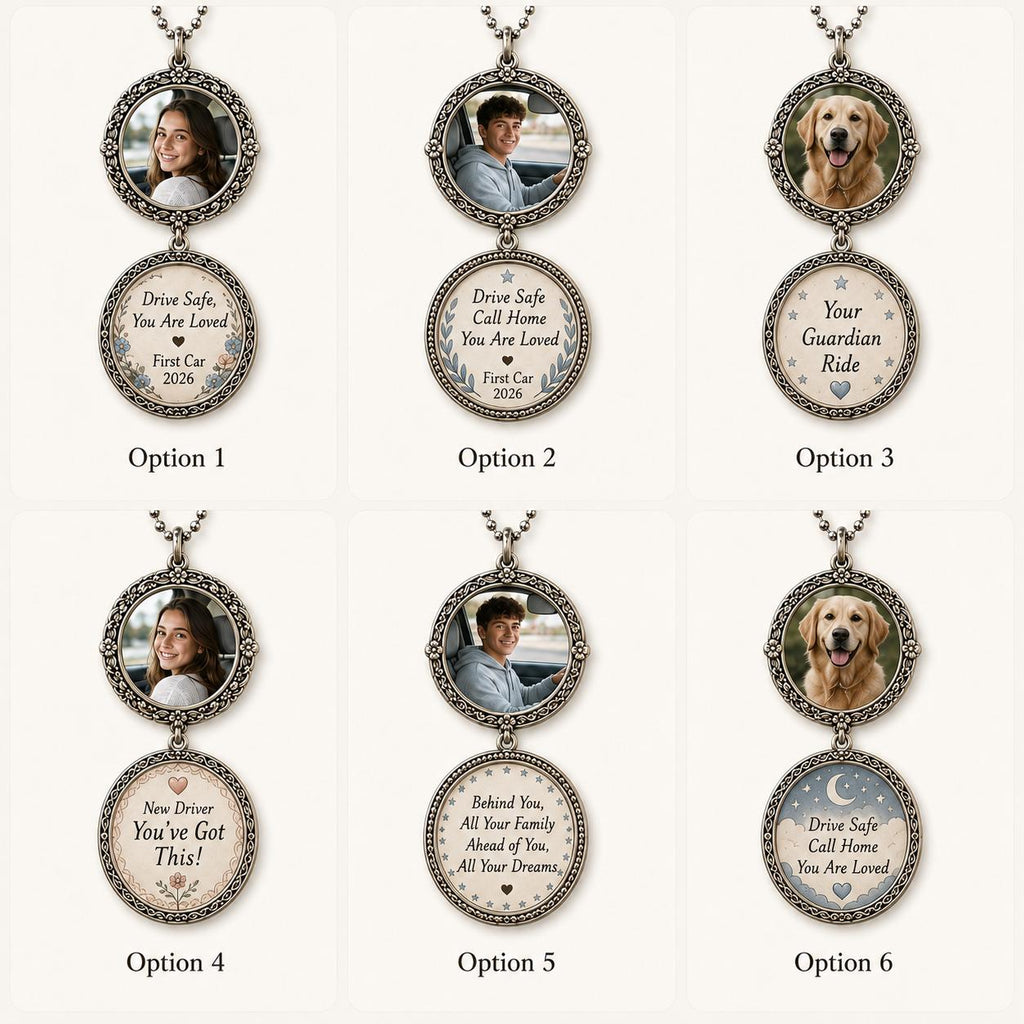 Custom Photo Car Charm, Drive Safe Rearview Mirror Keepsake, First Car Gift - product image 2
