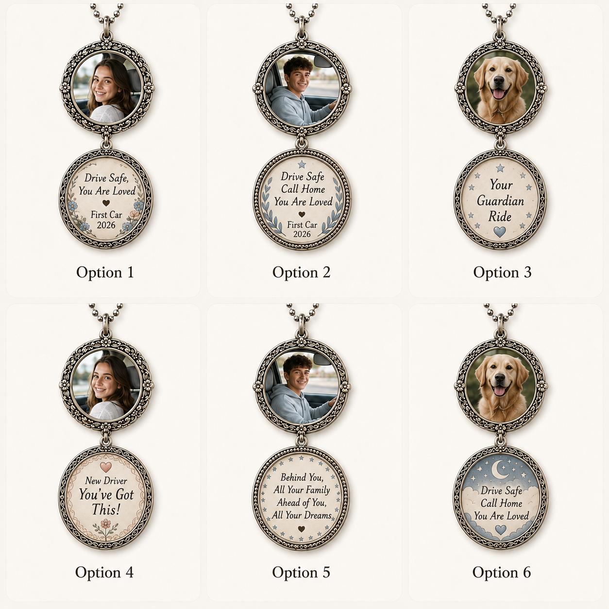 Custom Photo Car Charm, Drive Safe Rearview Mirror Keepsake, First Car Gift - product image 2