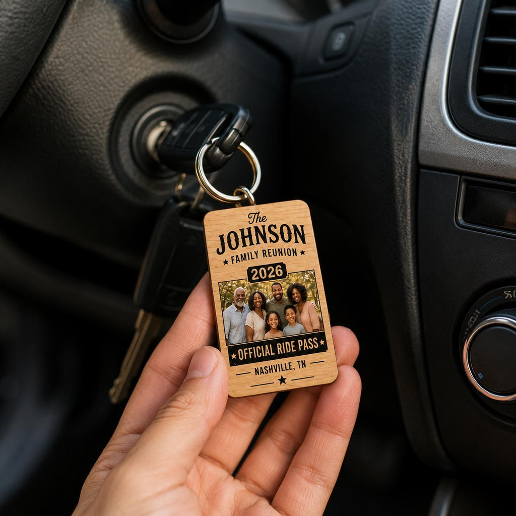 Personalized Wooden Family Reunion Ride Pass, Custom Photo Car Visor Clip - product image 7