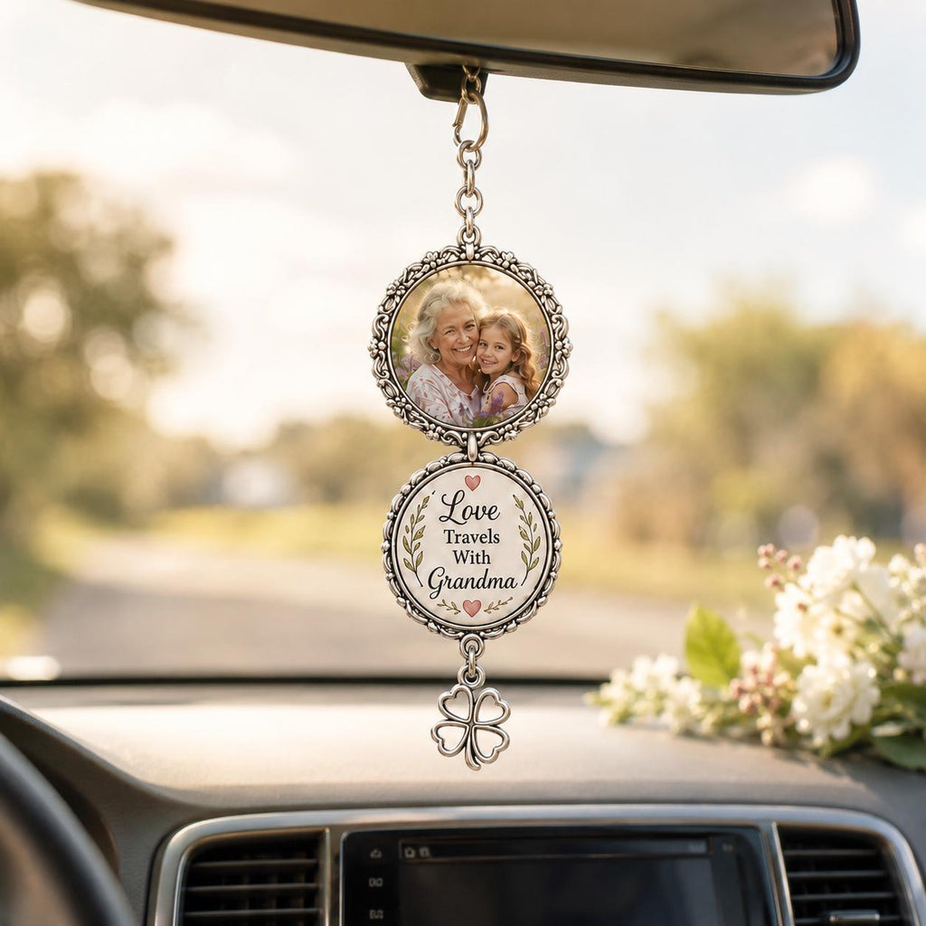 Personalized Grandma Photo Charm, Custom Nana Keepsake, Grandkids Photo Rearview Mirror Accessory - product image 6